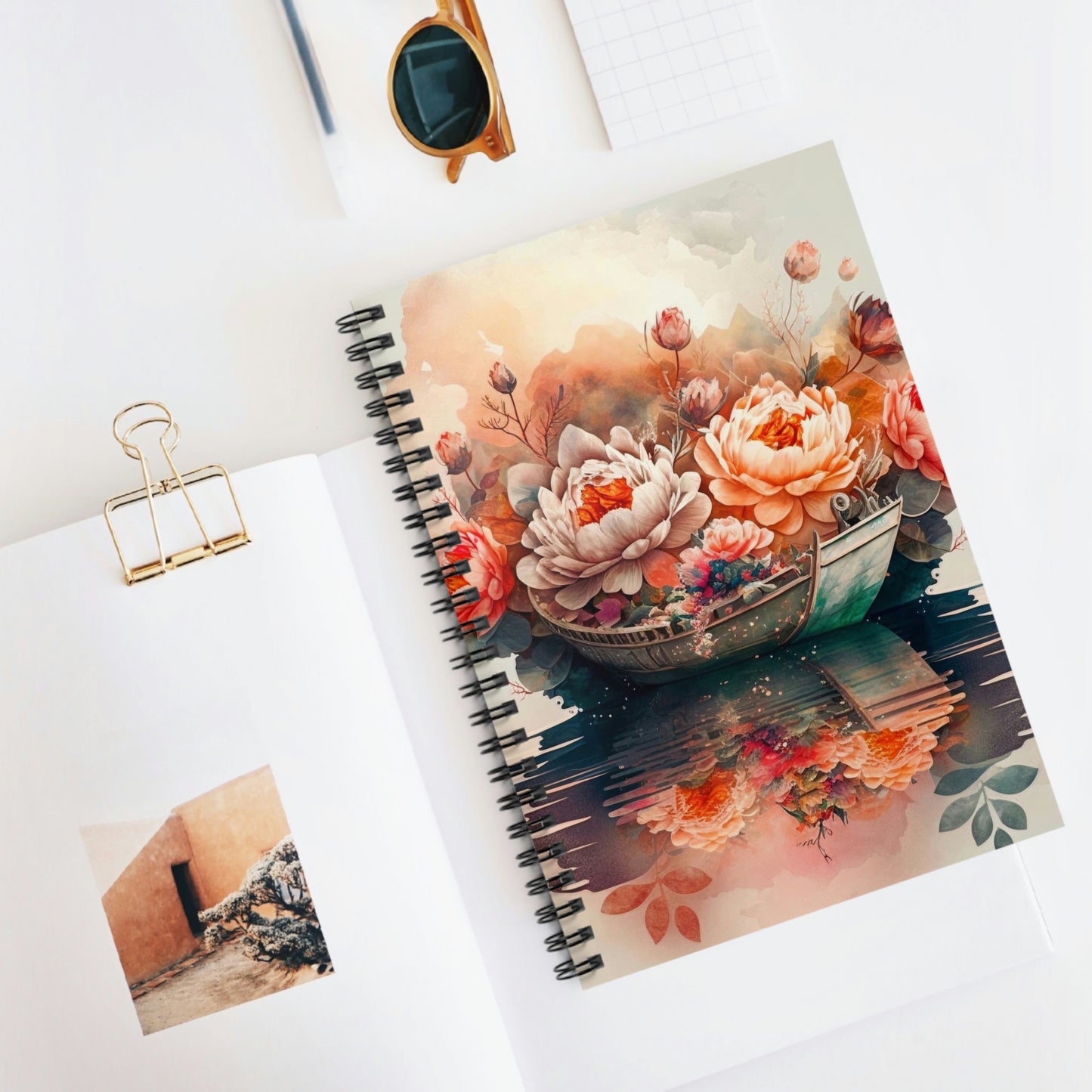 Floating Floral Spiral Notebook/Journal