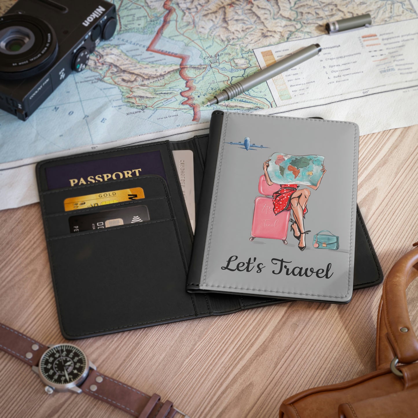 Travel Map Passport Cover
